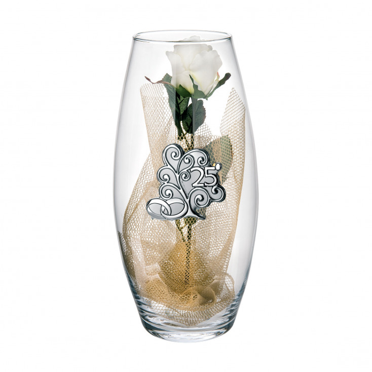 Vaso in vetro Amarilis grande 25° anniversario fiori inclusi