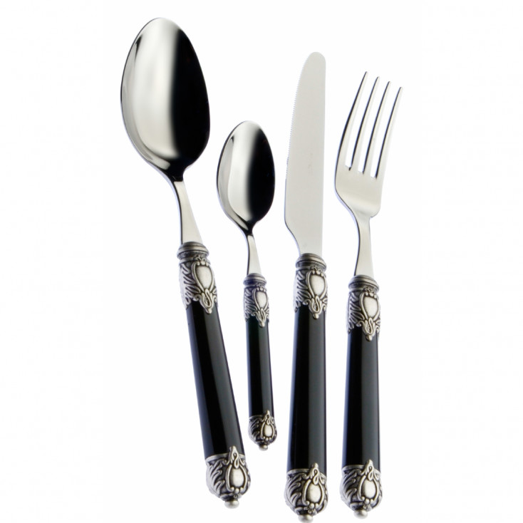 Set di posate 24pz ghiera argentata e manico in madreperla linea "Rinascimento"