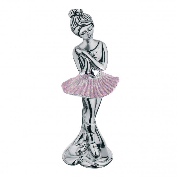 Bomboniera Vari Eventi - Statuina da tavolo argento con base ballerina che danza