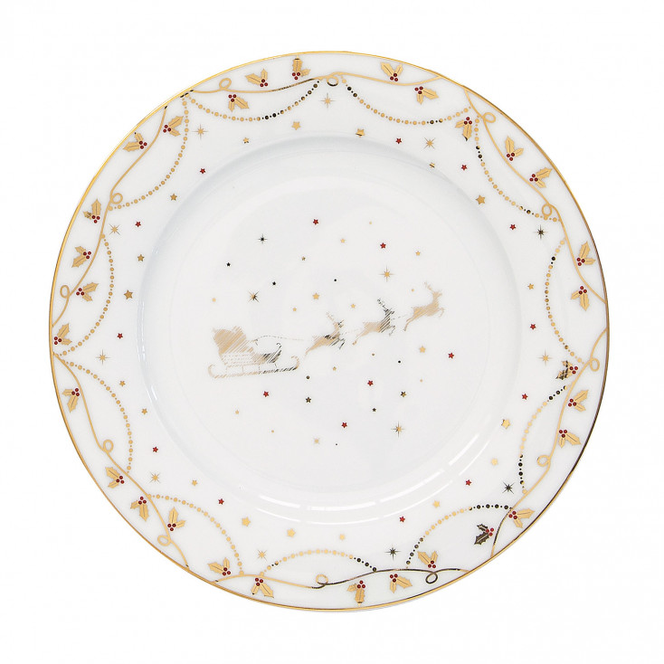 Set 6 Piatti dolce in porcellana a tema natalizio