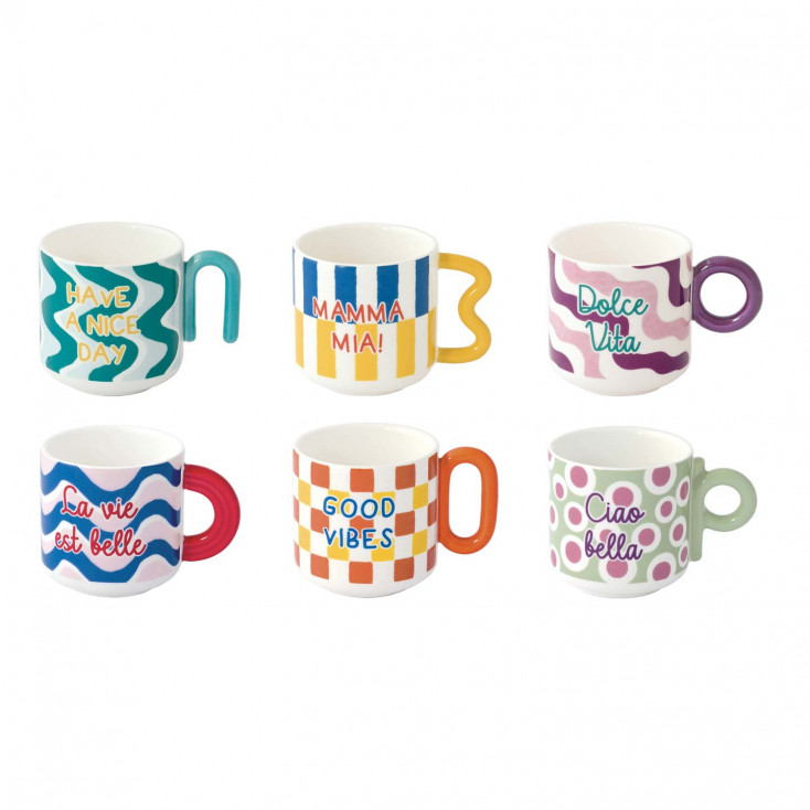Set 6 tazzine da caffe in porcellana