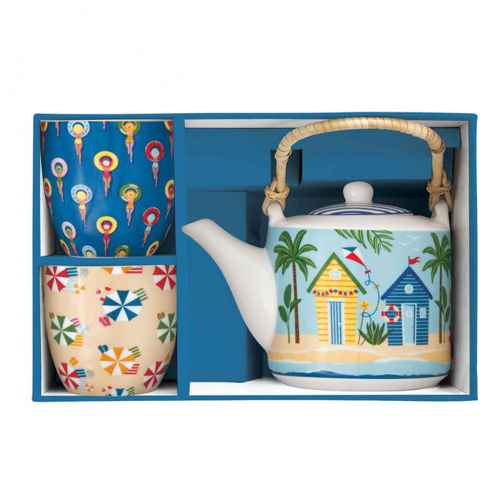 Set con Teiera e 2 bicchierini in porcellana