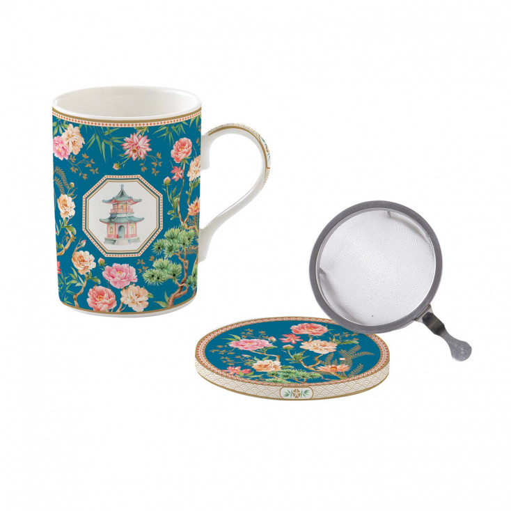 Tazza con infusiera e sottobicchiere