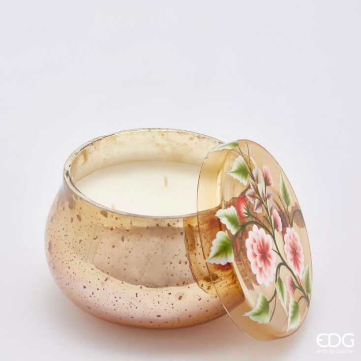 Candela profumata con vasetto in vetro con coperchio