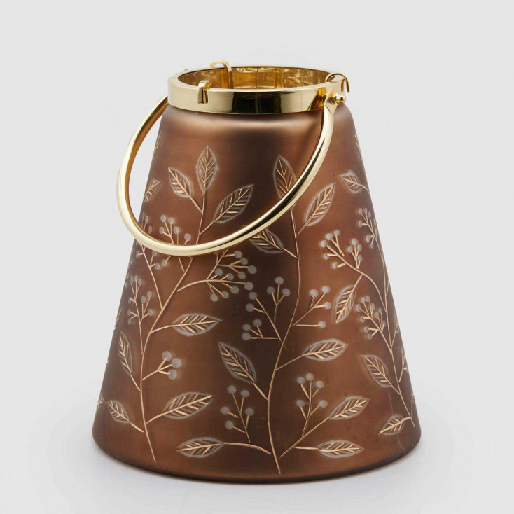 Lanterna grande con manico in metallo per ambienti da interno o esterno