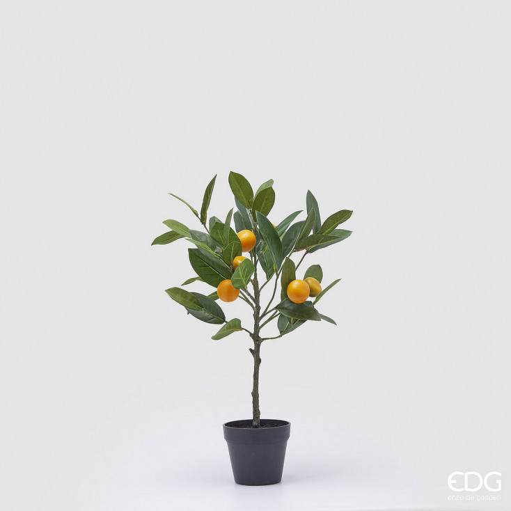 Pianta artificiale Mandarino con vaso