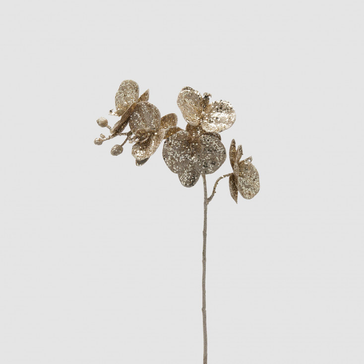 Pianta artificiale ramo di orchidea phalaenopsis glitterata