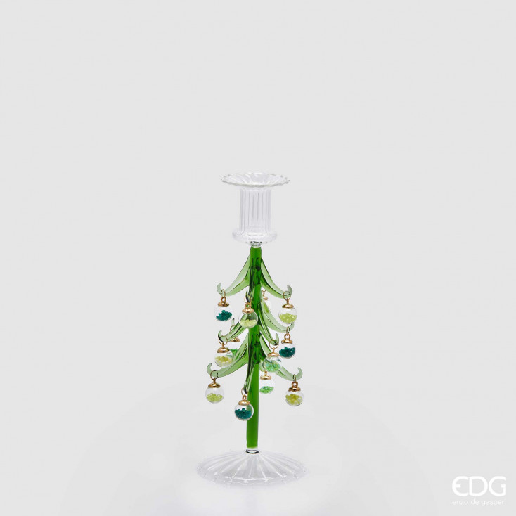 Portacandela in vetro forma di pino