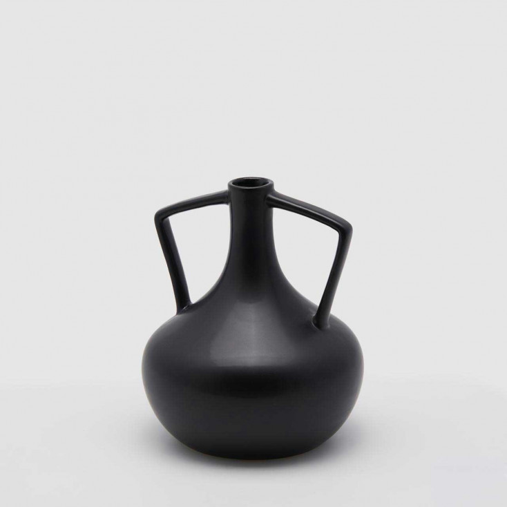 Vaso piccolo da arredo moderno con struttura a forma di bottiglia con manici