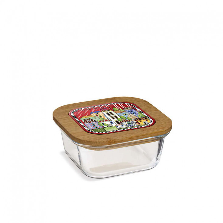 Contenitore in vetro con coperchio in bamboo