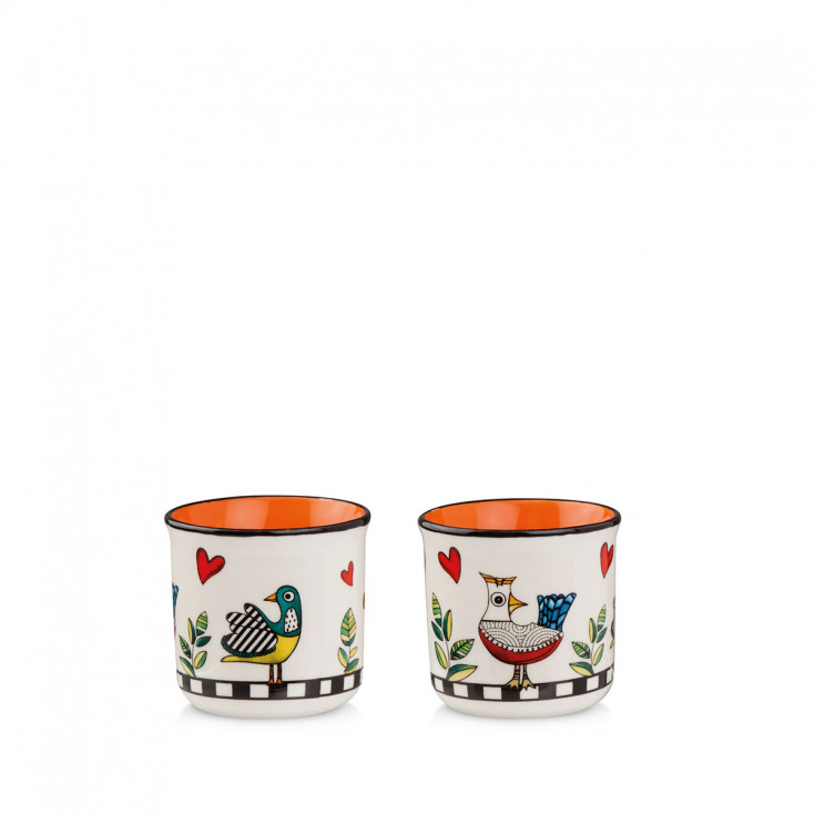 Set 2 bicchieri in porcellana decorata dal design moderno