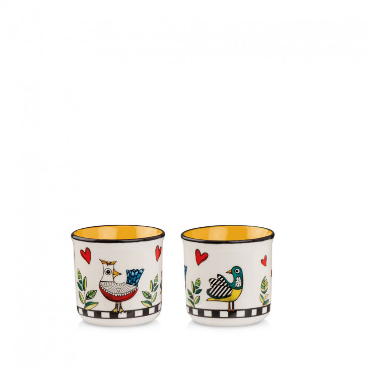 Set 2 bicchieri in porcellana decorata dal design moderno