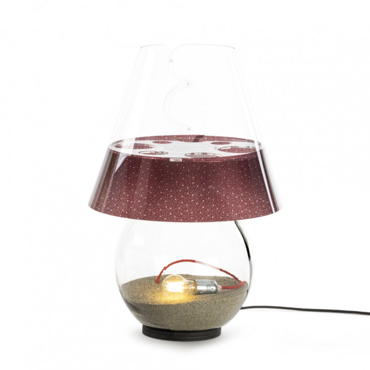 Lampada da terra piccola corpo in vetro e diffusore in plexiglass con 1 luce