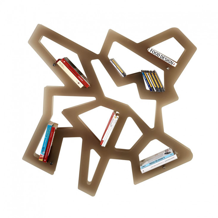 Libreria da parete con struttura in plexiglass dal design moderno