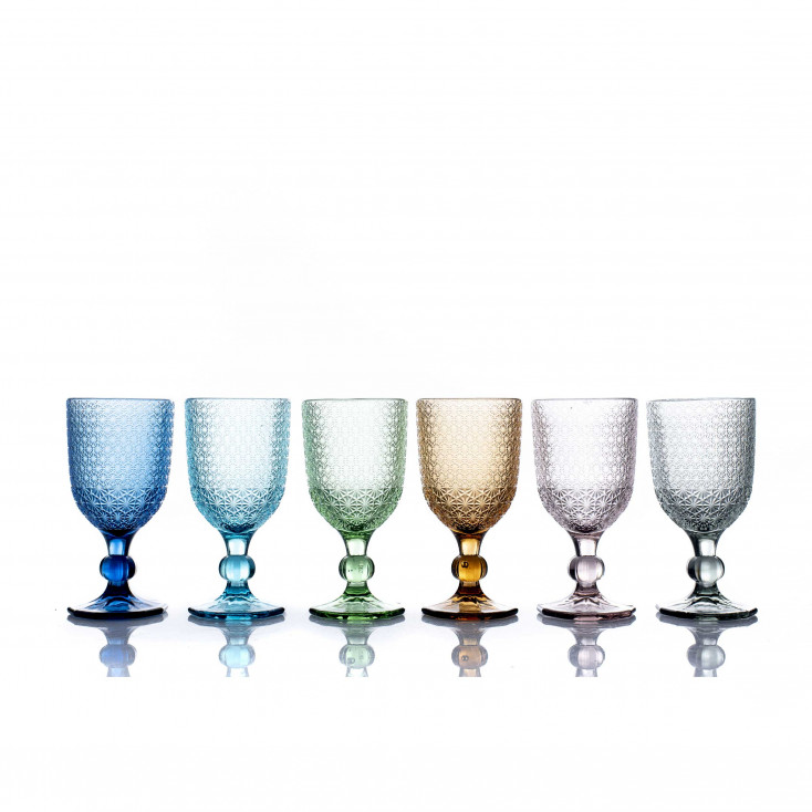 Set 6 pezzi calici per vino in vetro