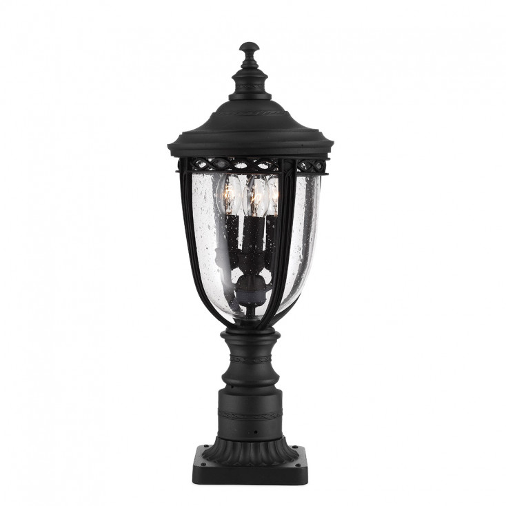 Lampioncino da giardino da terra medio in acciaio diffusore in vetro a 3 luci