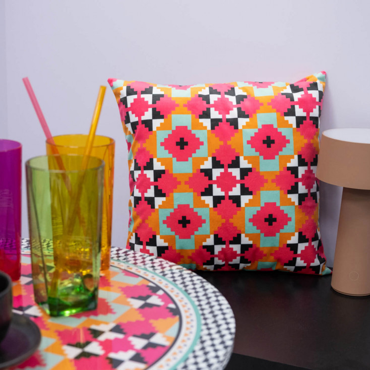 Cuscino piccolo con fodera in poliestere con decoro Ethnic
