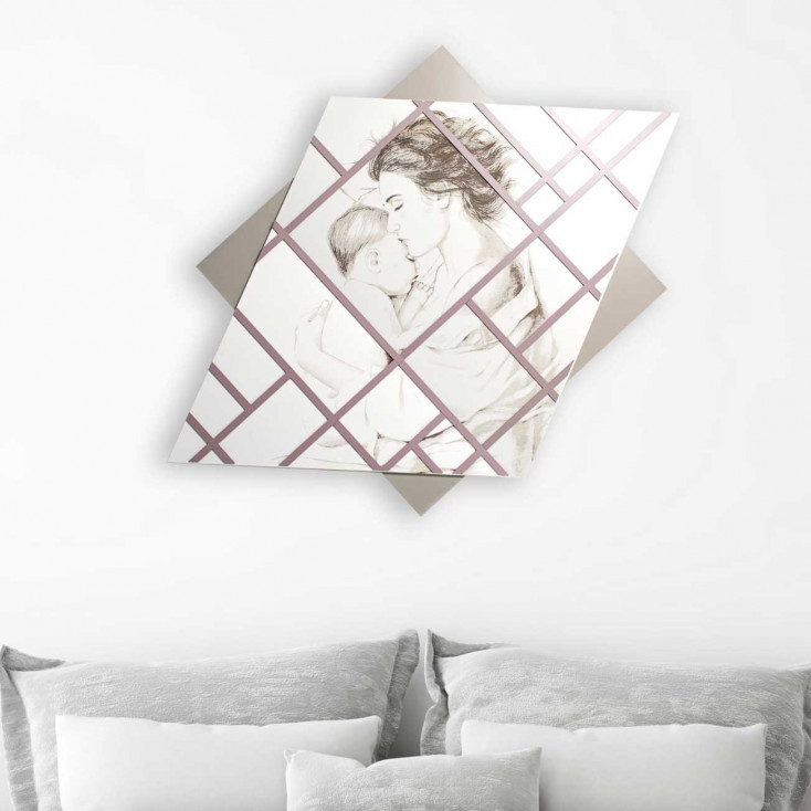 Capezzale da parete in legno con incisioni a laser dal design moderno 100x95