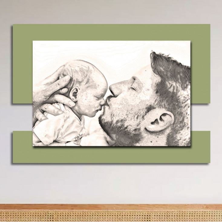 Capezzale moderno in legno con stampa della paternità