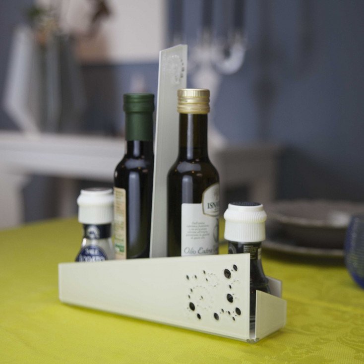 Portacondimenti per sale-pepe-olio-aceto con struttura in plexiglass