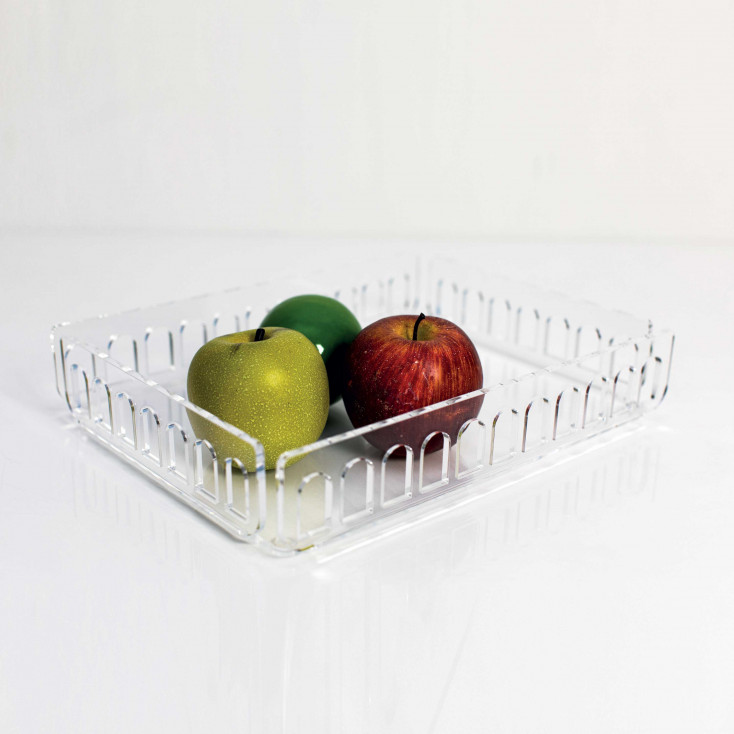 Vassoio grande in plexiglass traforato dal design moderno ed elegante