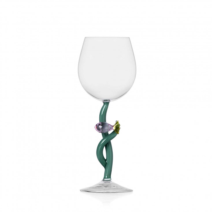 Calice in vetro con pesciolino dal design moderno ed elegante