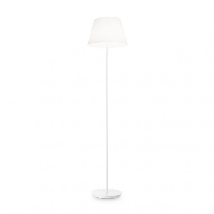 Piantana moderna con base in metallo e diffusore in vetro soffiato