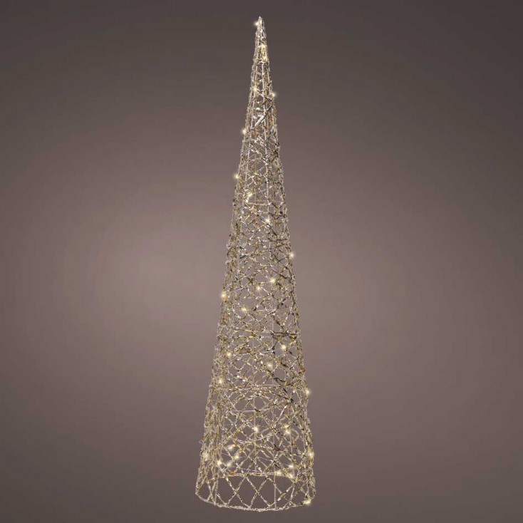 Albero di natale in metallo a cono con micro led h.80