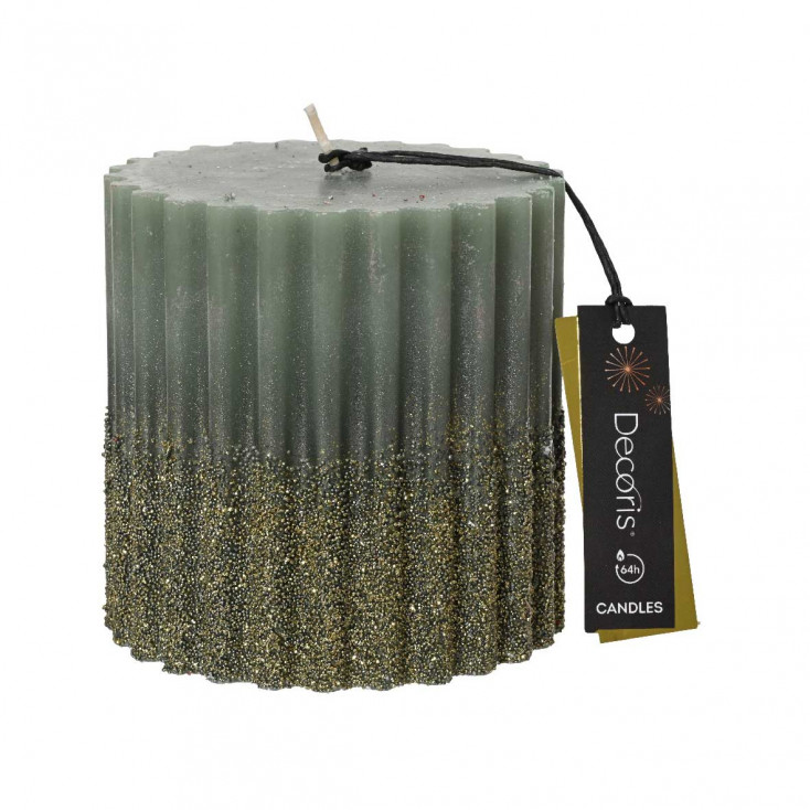 Candela glitterata per decorazione tavola natalizia