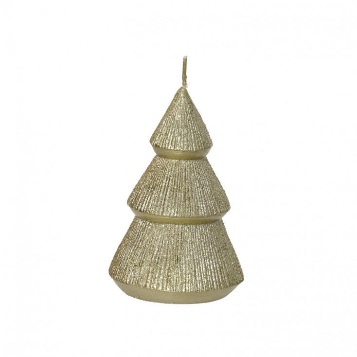 Candela natalizia in paraffina a forma di albero di natale glitterato