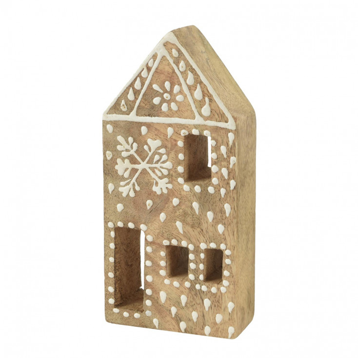 Casetta in legno alta naturale con decorazione all'henné