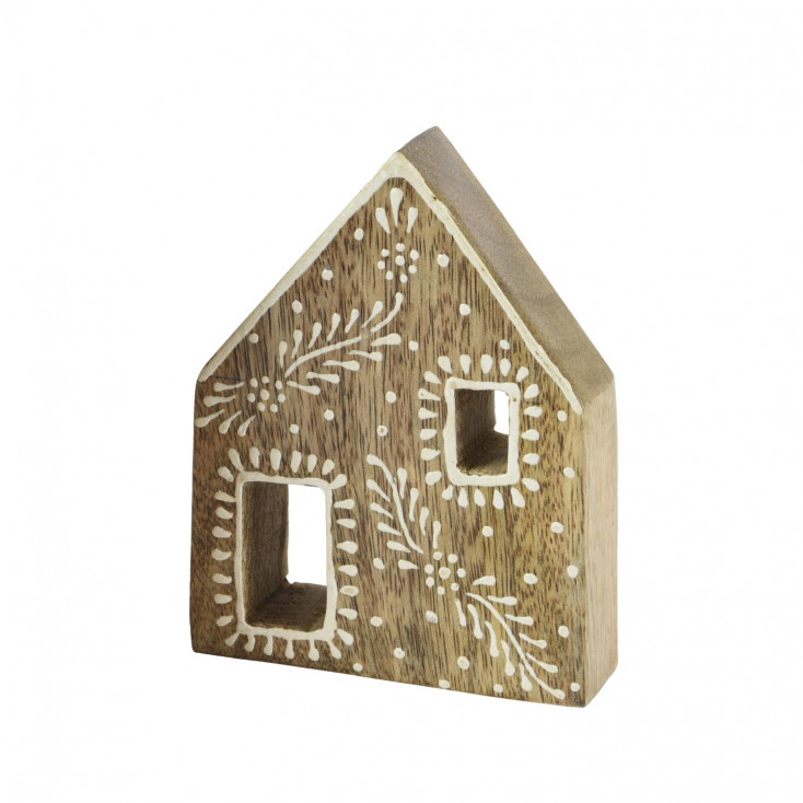 Casetta in legno naturale con decorazione all'henné