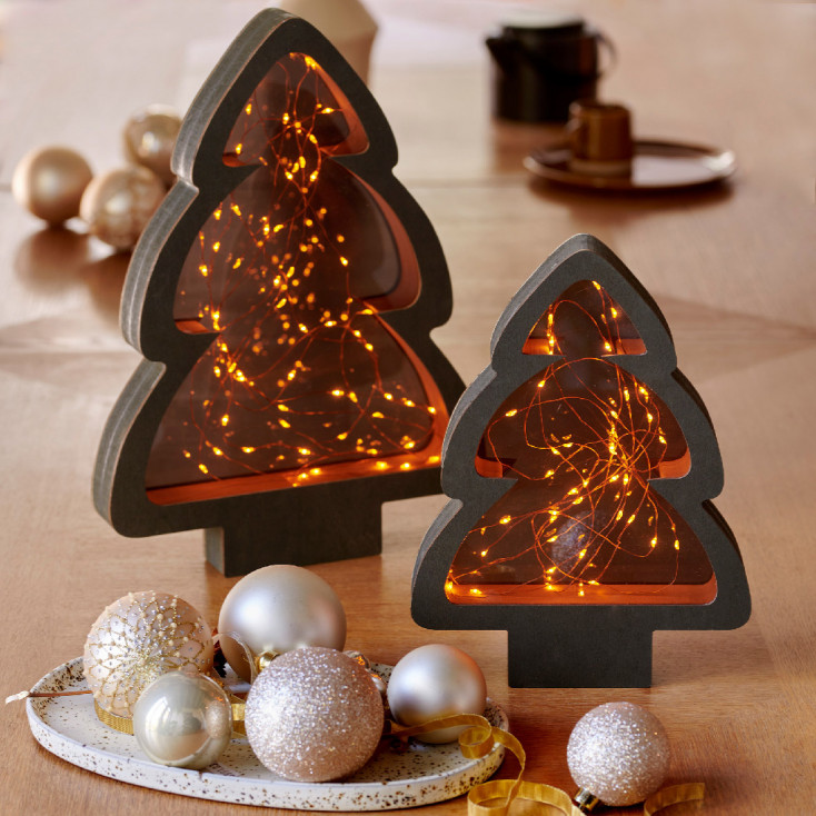 Decorazione LED albero in legno compensato