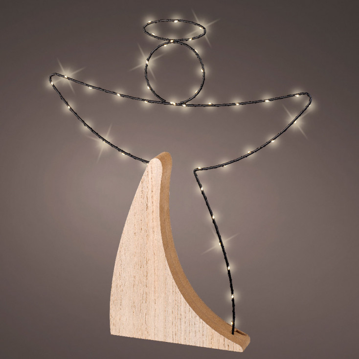 Decorazione LED angelo grande in legno compensato