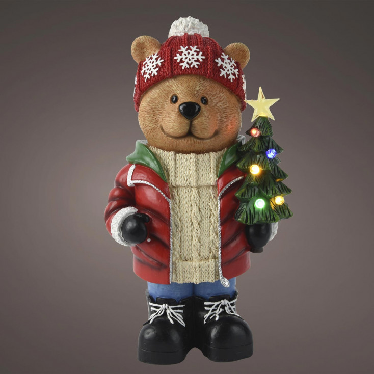 Decorazione natalizia con orsetto illuminato con led