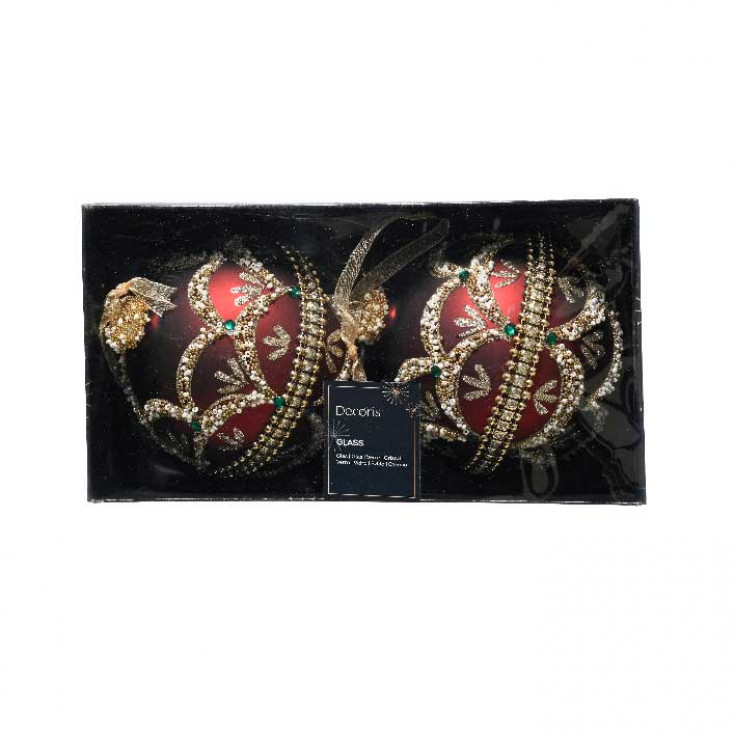 Decorazione per albero di natale set 2 palline in vetro d.10