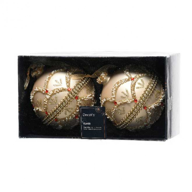 Decorazione per albero di natale set 2 palline in vetro d.10