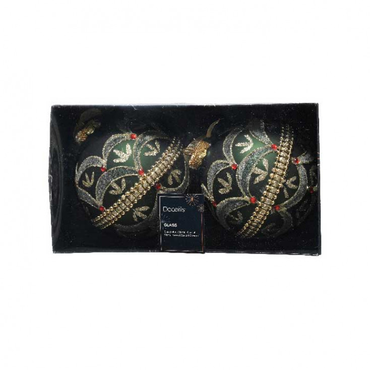 Decorazione per albero di natale set 2 palline in vetro d.10