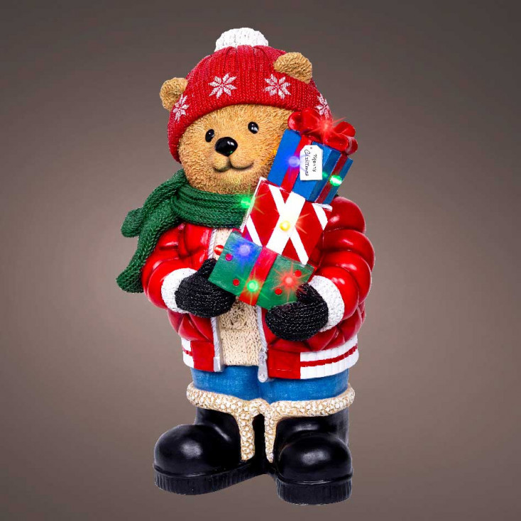 Desocrazione natalizia con Orso a LED in resina per interni