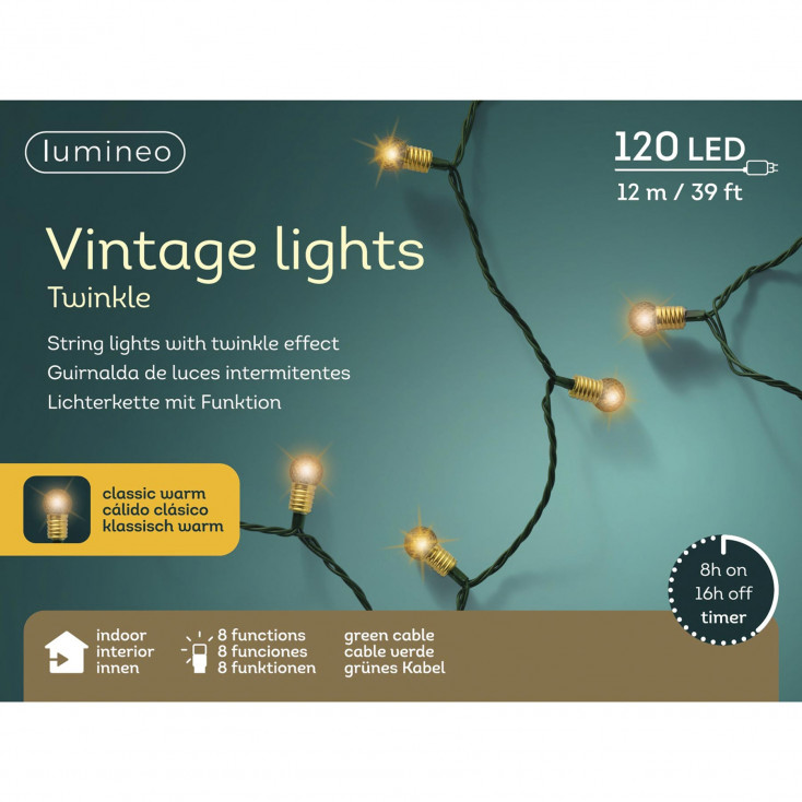 Luci bianche con 120 LED vintage