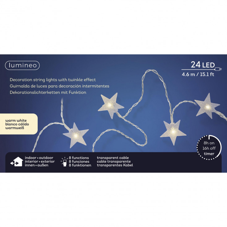 Luci led a forma di stella per albero di natale con 8 funzioni 4.5mt