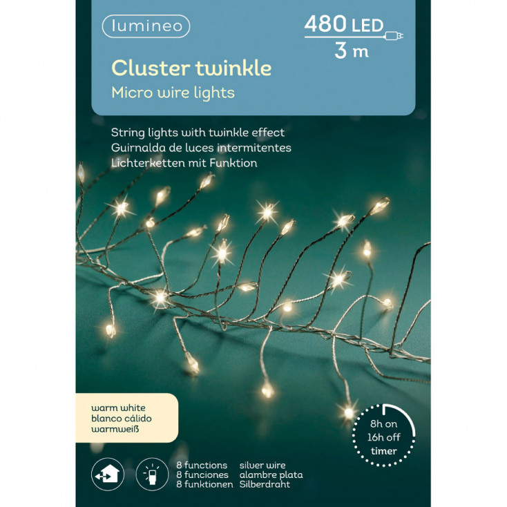 Luci per albero di natale 480 LED con cavo argento