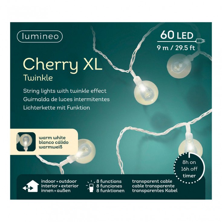 Luci per albero di natale con 60 LED trasparenti luce calda