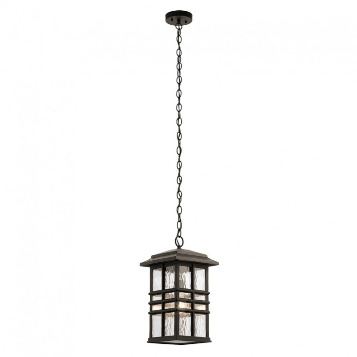 Lampada a sospensione rustica da esterno struttra in resina e diffusore in vetro