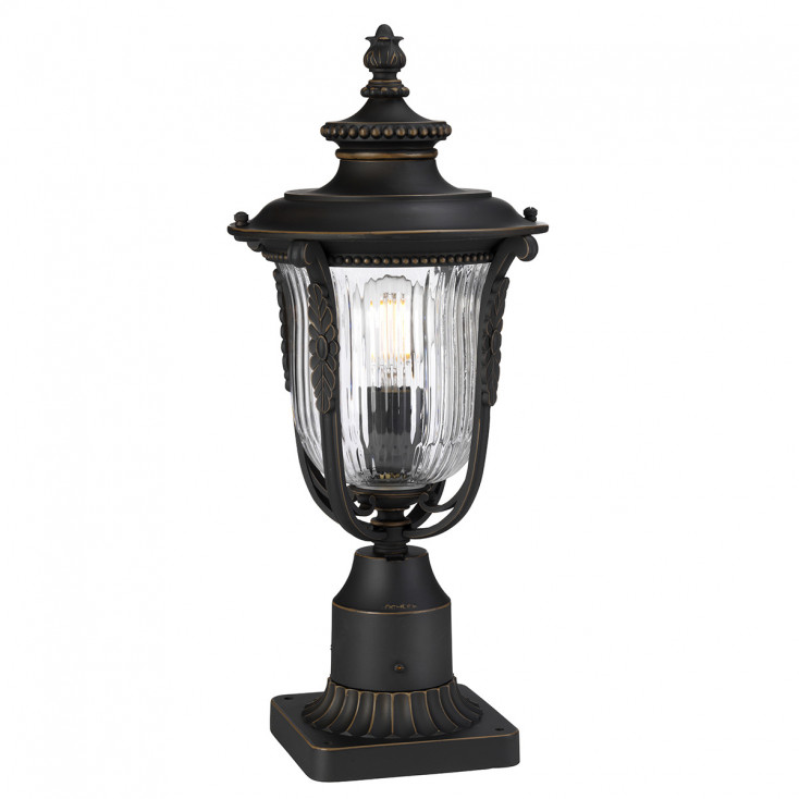 Lampioncino da giardino rustico in acciaio con diffusore in vetro