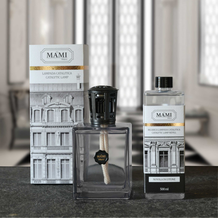 Lampada catalitica profumatore per ambiente con bottiglia in vetro 50cl
