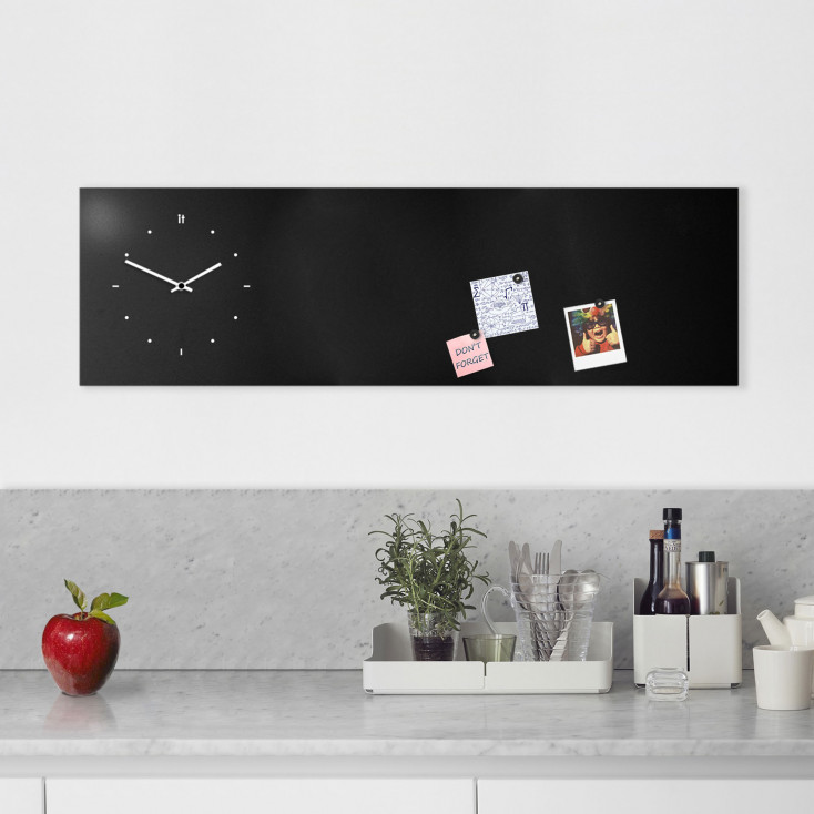 Orologio da parete orizzontale lavagna magnetica e accessori per foto 