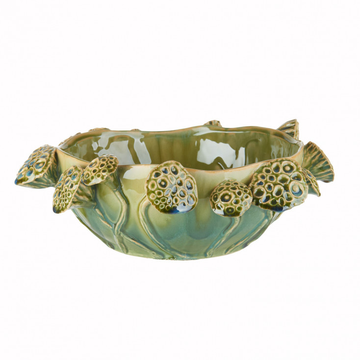 Centrotavola dal design moderno in ceramica con foglie