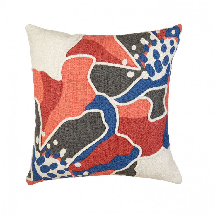 Cuscino quadrato in cotone con ricami 45x45