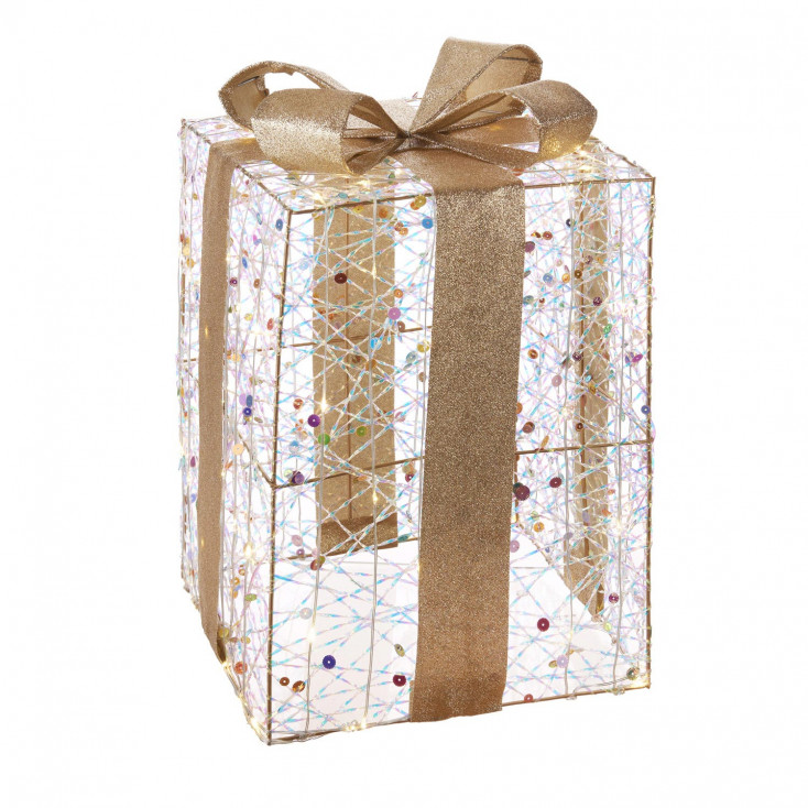 Decorazione natalizia pacco regalo grande con 80 led